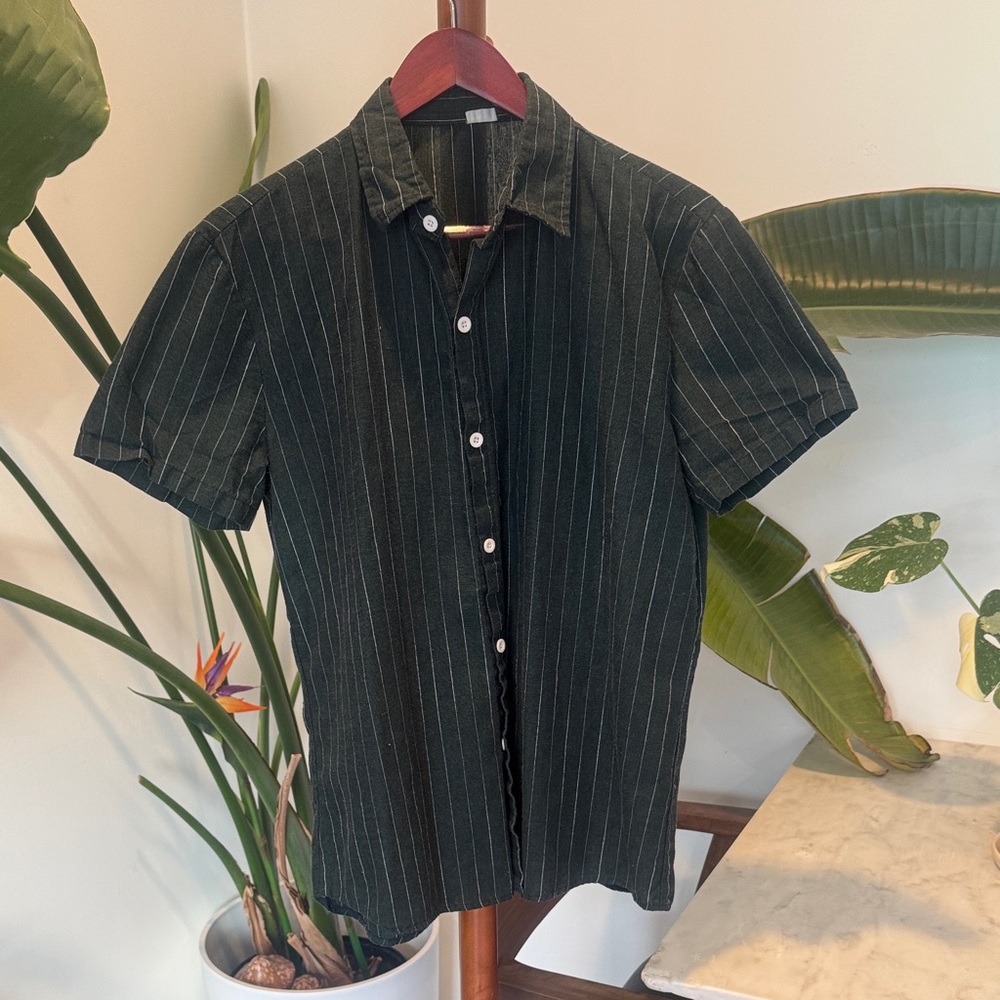 Men's Dark Green Striped Shirt